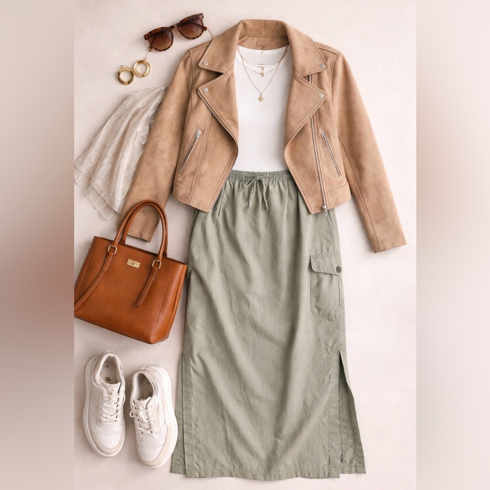 Cargo Olive Green Maxi Skirt 16